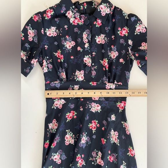 Alexia Admor Emery Navy Blue Floral Short Sleeve Shirt Dress - Picture 9 of 16
